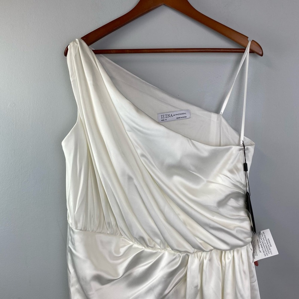 MAC DUGGAL Ieena Draped One Shoulder Satin Gown Size 14 26654 $398 - Picture 6 of 11